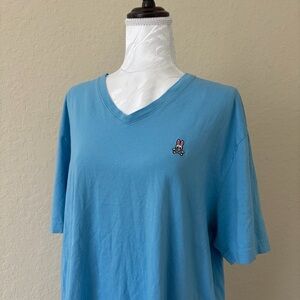 Blue Psycho Bunny V-Neck T-Shirt Men’s XXL Size 8 Pima Cotton